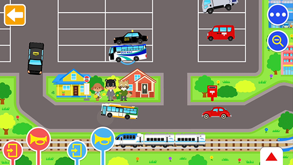 いろいろなマップで乗り物遊びができるアプリ『のりものワールド』に新しく「えきまえロータリーセット」が登場！