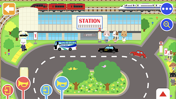 いろいろなマップで乗り物遊びができるアプリ『のりものワールド』に新しく「えきまえロータリーセット」が登場！