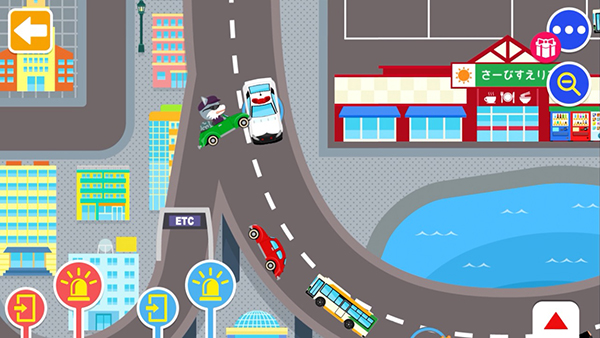 いろいろなマップで乗り物遊びができるアプリ『のりものワールド』に新しく「おでかけ!ハイウェイセット」が登場!