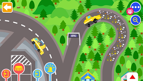 いろいろなマップで乗り物遊びができるアプリ『のりものワールド』に新しく「おでかけ!ハイウェイセット」が登場!